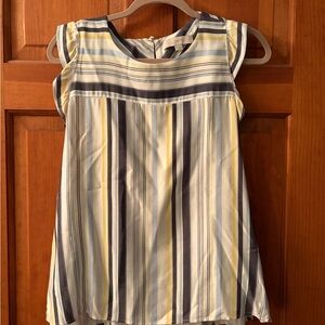 LOFT Striped Cap-Sleeve Tunic in Yellow, Navy & White